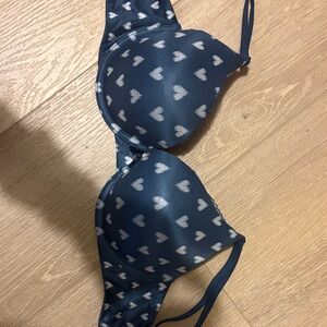 Victoria's Secret Navy and White Heart Bra Set